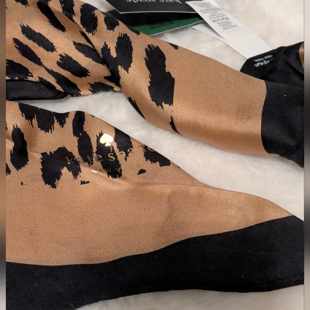 Kate Spade Modern Leopard Print Silk Square Scarf - Picture 4 of 6